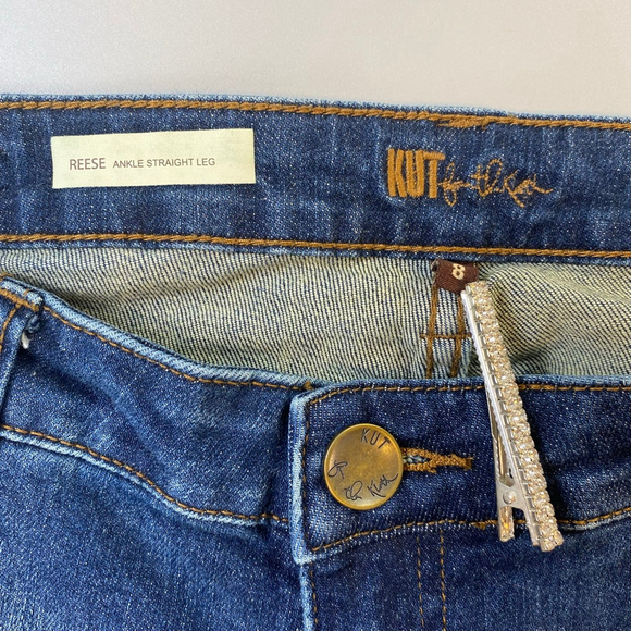 KUT from the Kloth Reese Ankle Straight Leg Jeans Size 8 Blue Distressed - Picture 4 of 16